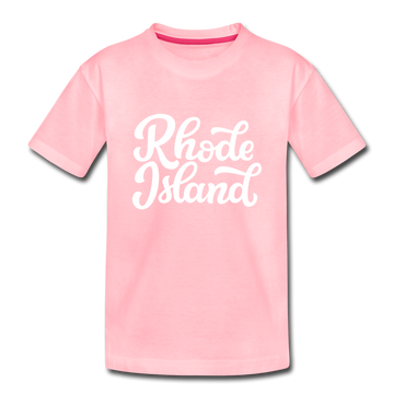 Rhode Island Youth T-Shirt - Hand Lettered Youth Rhode Island Tee - pink