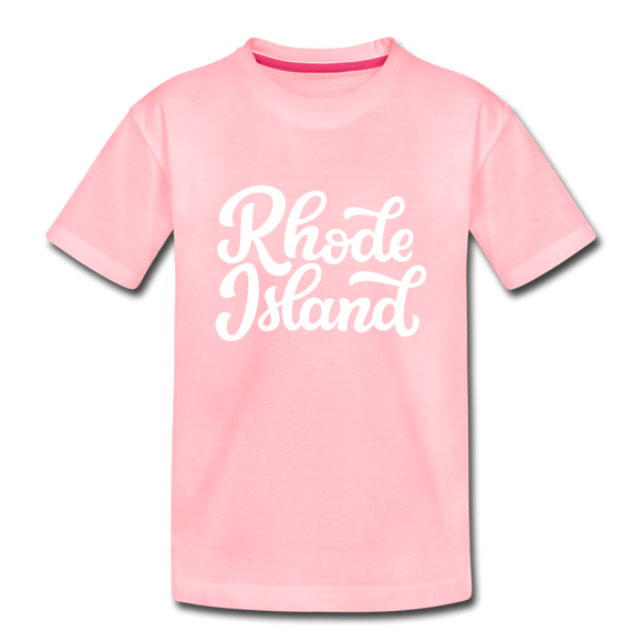 Rhode Island Youth T-Shirt - Hand Lettered Youth Rhode Island Tee - pink