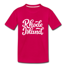 Rhode Island Youth T-Shirt - Hand Lettered Youth Rhode Island Tee - dark pink