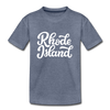 Rhode Island Youth T-Shirt - Hand Lettered Youth Rhode Island Tee - heather blue