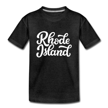Rhode Island Youth T-Shirt - Hand Lettered Youth Rhode Island Tee - charcoal gray