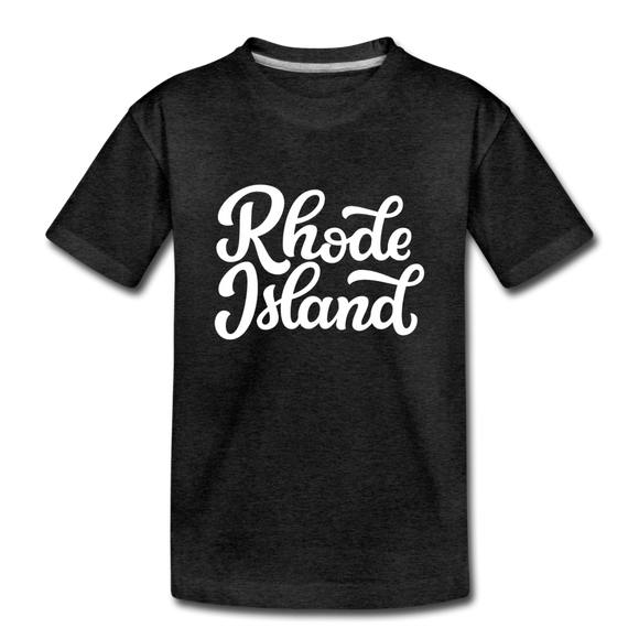 Rhode Island Youth T-Shirt - Hand Lettered Youth Rhode Island Tee - charcoal gray