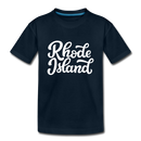 Rhode Island Youth T-Shirt - Hand Lettered Youth Rhode Island Tee - deep navy