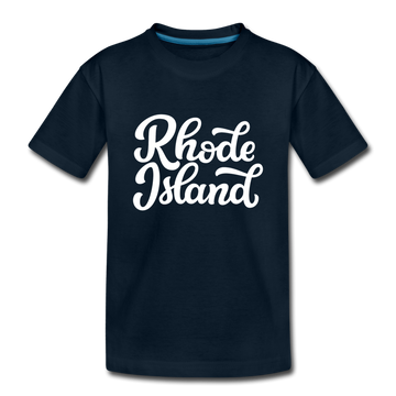 Rhode Island Youth T-Shirt - Hand Lettered Youth Rhode Island Tee - deep navy