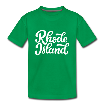 Rhode Island Youth T-Shirt - Hand Lettered Youth Rhode Island Tee - kelly green