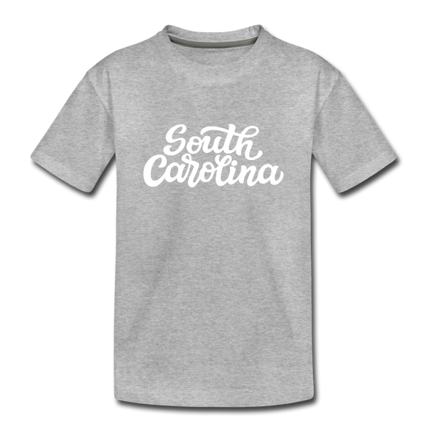 South Carolina Youth T-Shirt - Hand Lettered Youth South Carolina Tee - heather gray