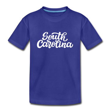 South Carolina Youth T-Shirt - Hand Lettered Youth South Carolina Tee - royal blue