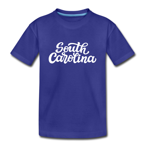 South Carolina Youth T-Shirt - Hand Lettered Youth South Carolina Tee - royal blue