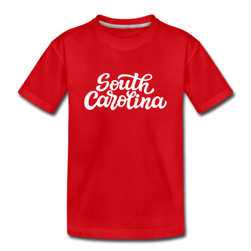 South Carolina Youth T-Shirt - Hand Lettered Youth South Carolina Tee - red