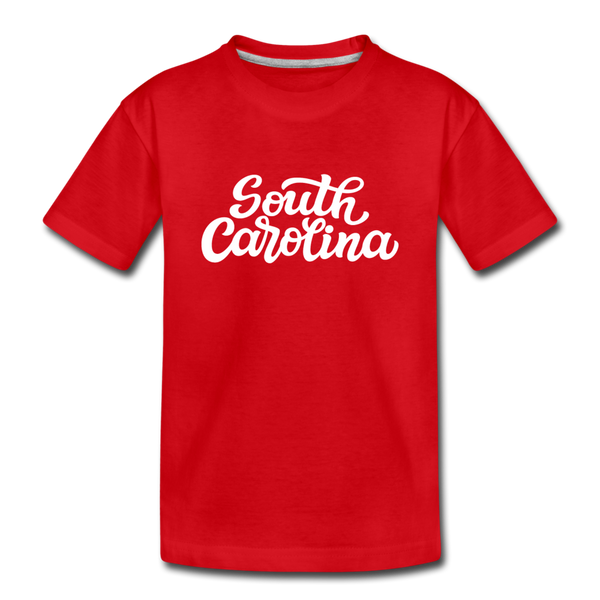 South Carolina Youth T-Shirt - Hand Lettered Youth South Carolina Tee - red
