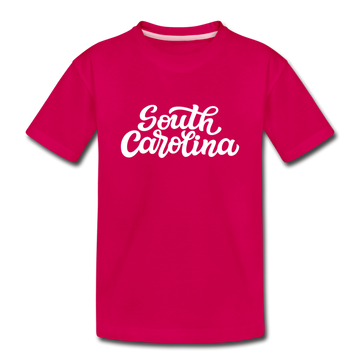 South Carolina Youth T-Shirt - Hand Lettered Youth South Carolina Tee - dark pink