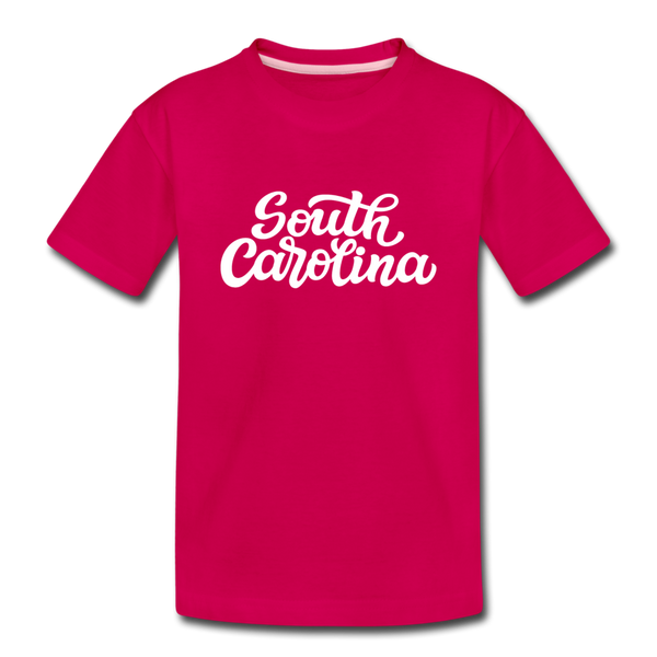 South Carolina Youth T-Shirt - Hand Lettered Youth South Carolina Tee - dark pink