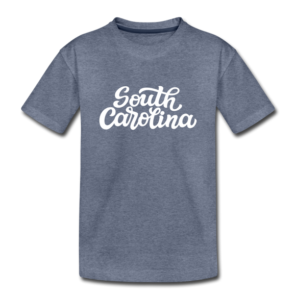 South Carolina Youth T-Shirt - Hand Lettered Youth South Carolina Tee - heather blue