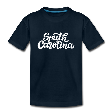 South Carolina Youth T-Shirt - Hand Lettered Youth South Carolina Tee - deep navy