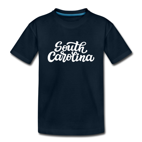 South Carolina Youth T-Shirt - Hand Lettered Youth South Carolina Tee - deep navy