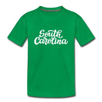 South Carolina Youth T-Shirt - Hand Lettered Youth South Carolina Tee - kelly green