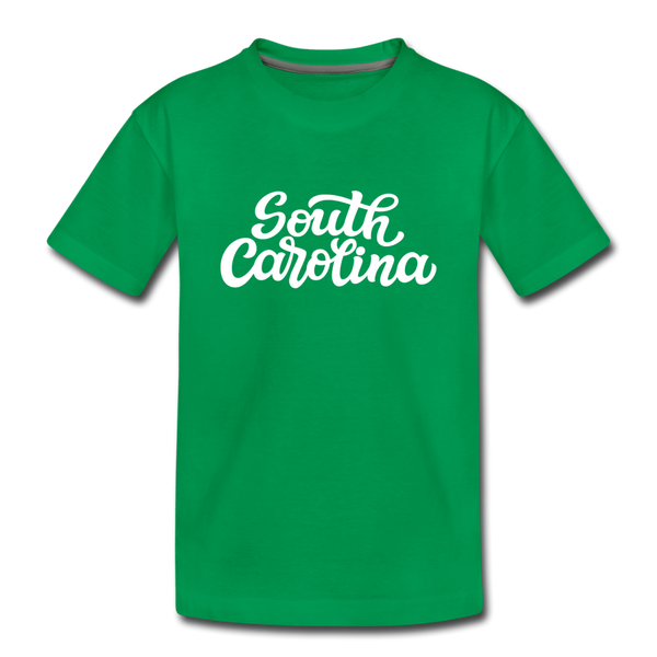 South Carolina Youth T-Shirt - Hand Lettered Youth South Carolina Tee - kelly green
