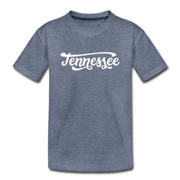 Tennessee Youth T-Shirt - Hand Lettered Youth Tennessee Tee - heather blue
