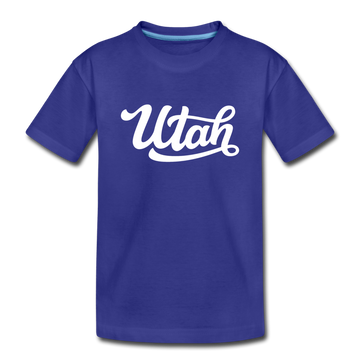 Utah Youth T-Shirt - Hand Lettered Youth Utah Tee - royal blue