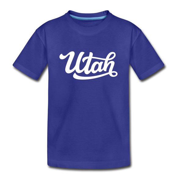 Utah Youth T-Shirt - Hand Lettered Youth Utah Tee - royal blue