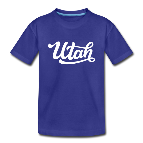 Utah Youth T-Shirt - Hand Lettered Youth Utah Tee - royal blue