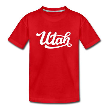 Utah Youth T-Shirt - Hand Lettered Youth Utah Tee - red