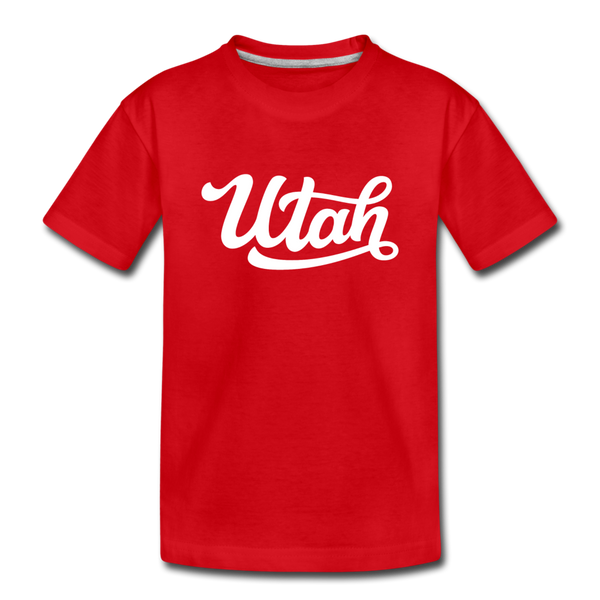 Utah Youth T-Shirt - Hand Lettered Youth Utah Tee - red
