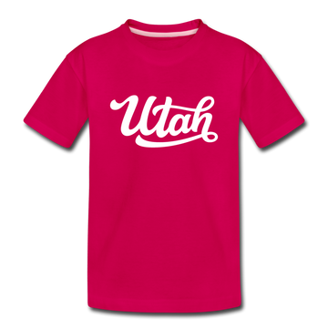 Utah Youth T-Shirt - Hand Lettered Youth Utah Tee - dark pink