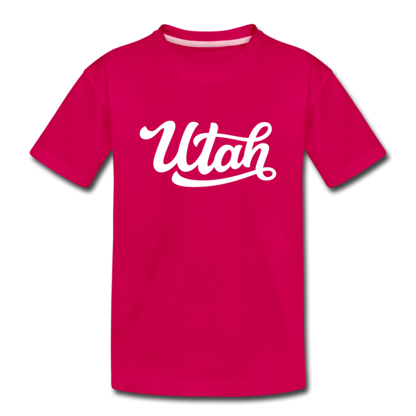 Utah Youth T-Shirt - Hand Lettered Youth Utah Tee - dark pink