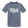 Utah Youth T-Shirt - Hand Lettered Youth Utah Tee - heather blue
