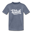 Utah Youth T-Shirt - Hand Lettered Youth Utah Tee - heather blue