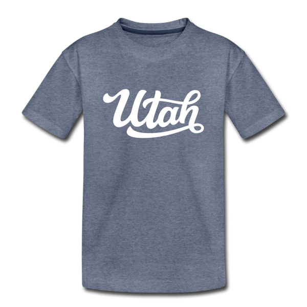 Utah Youth T-Shirt - Hand Lettered Youth Utah Tee - heather blue
