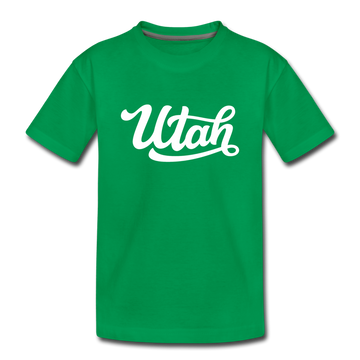 Utah Youth T-Shirt - Hand Lettered Youth Utah Tee - kelly green