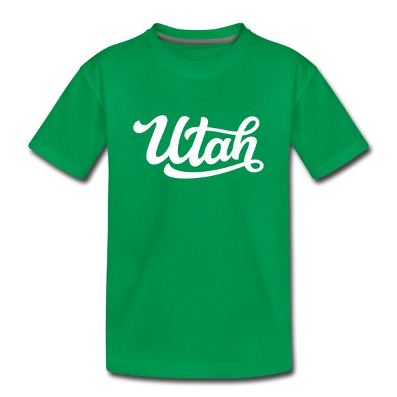 Utah Youth T-Shirt - Hand Lettered Youth Utah Tee - kelly green
