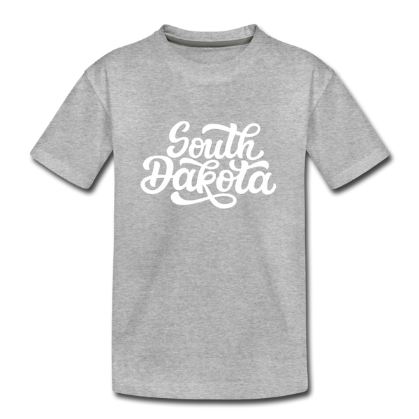 South Dakota Youth T-Shirt - Hand Lettered Youth South Dakota Tee - heather gray