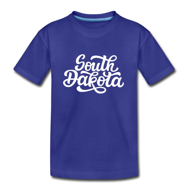 South Dakota Youth T-Shirt - Hand Lettered Youth South Dakota Tee - royal blue