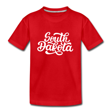 South Dakota Youth T-Shirt - Hand Lettered Youth South Dakota Tee - red