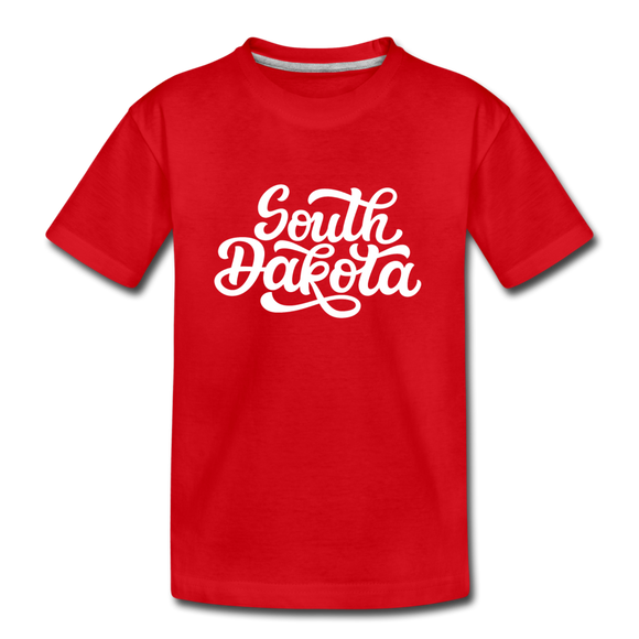 South Dakota Youth T-Shirt - Hand Lettered Youth South Dakota Tee - red