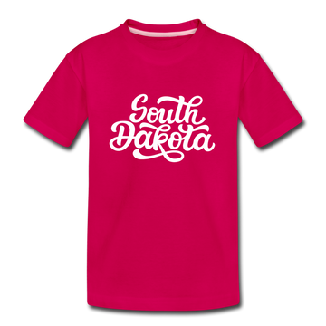 South Dakota Youth T-Shirt - Hand Lettered Youth South Dakota Tee - dark pink