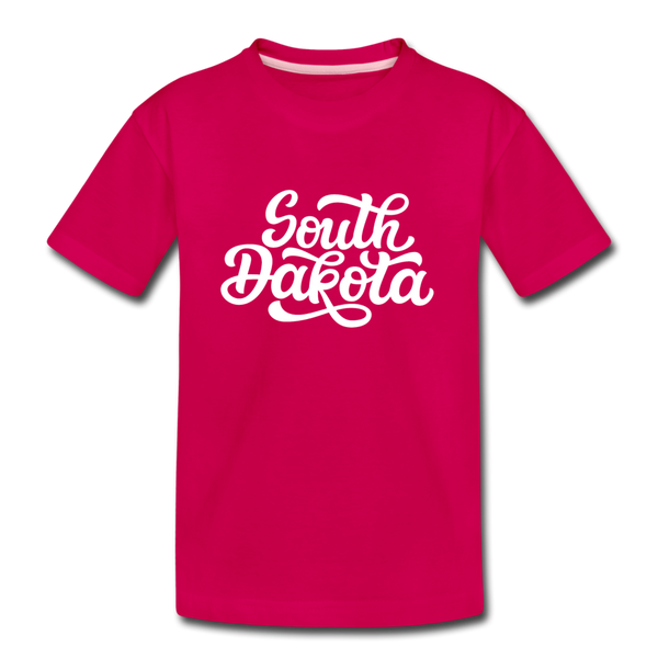 South Dakota Youth T-Shirt - Hand Lettered Youth South Dakota Tee - dark pink