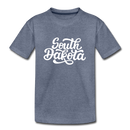 South Dakota Youth T-Shirt - Hand Lettered Youth South Dakota Tee - heather blue