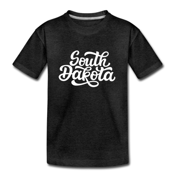 South Dakota Youth T-Shirt - Hand Lettered Youth South Dakota Tee - charcoal gray