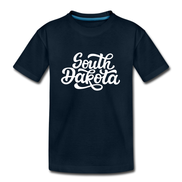 South Dakota Youth T-Shirt - Hand Lettered Youth South Dakota Tee - deep navy