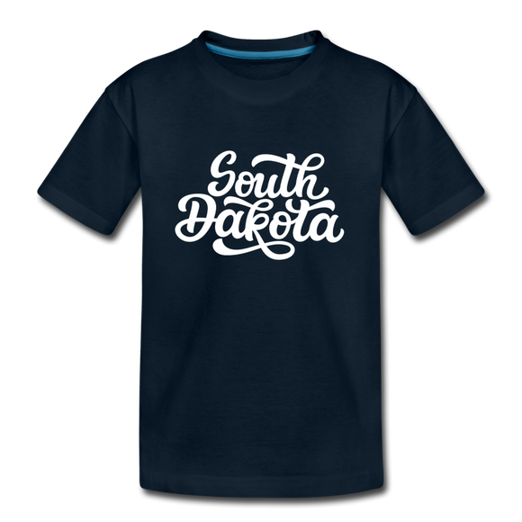 South Dakota Youth T-Shirt - Hand Lettered Youth South Dakota Tee - deep navy
