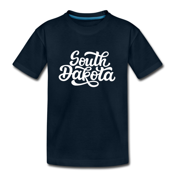 South Dakota Youth T-Shirt - Hand Lettered Youth South Dakota Tee - deep navy