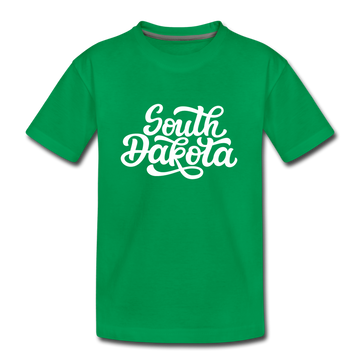 South Dakota Youth T-Shirt - Hand Lettered Youth South Dakota Tee - kelly green