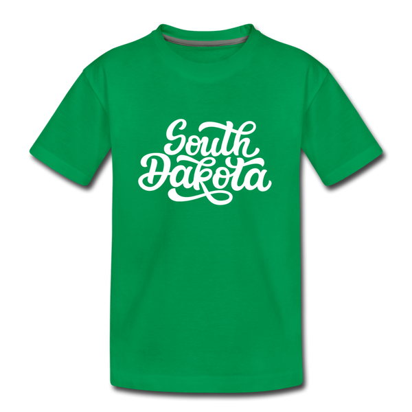 South Dakota Youth T-Shirt - Hand Lettered Youth South Dakota Tee - kelly green