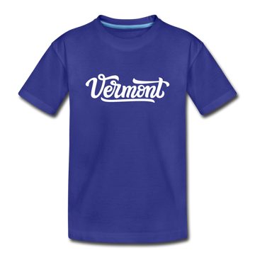 Vermont Youth T-Shirt - Hand Lettered Youth Vermont Tee - royal blue