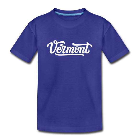 Vermont Youth T-Shirt - Hand Lettered Youth Vermont Tee - royal blue