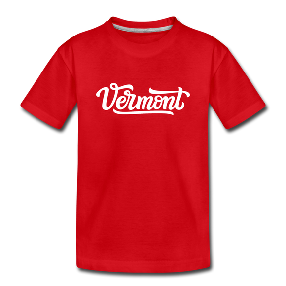 Vermont Youth T-Shirt - Hand Lettered Youth Vermont Tee - red